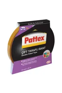Pattex 12 mm X 25 m Çift Taraflı Şeffaf Bant