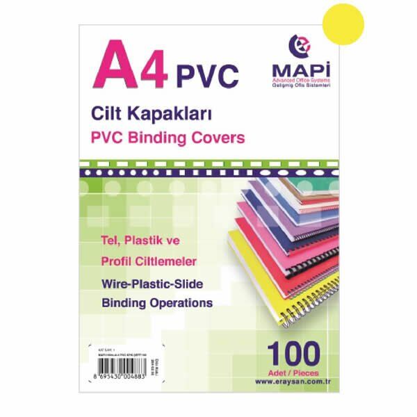Mapi A4 160 mic 100 lü  Sarı Pvc Opak Cilt Kapağı
