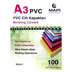 Mapi A3 160 mic 100 lü Beyaz Pvc Opak Cilt Kapak