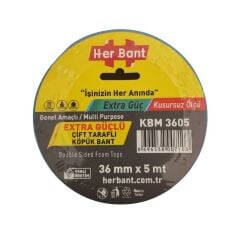 Herbant 36 mm X 5 Metre Çift Taraflı Solventli Köpük Bant