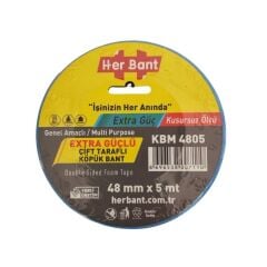 Herbant 48 mm X 5 Metre Çift Taraflı Solventli Köpük Bant