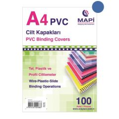 Mapi A4 160 mic 100 lü Mavi Pvc Opak Cilt Kapağı