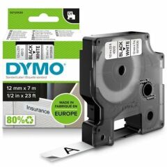 DYMO 45013 D1 12 mmx7 mt  Beyaz Üzerine Siyah Yedek Şerit