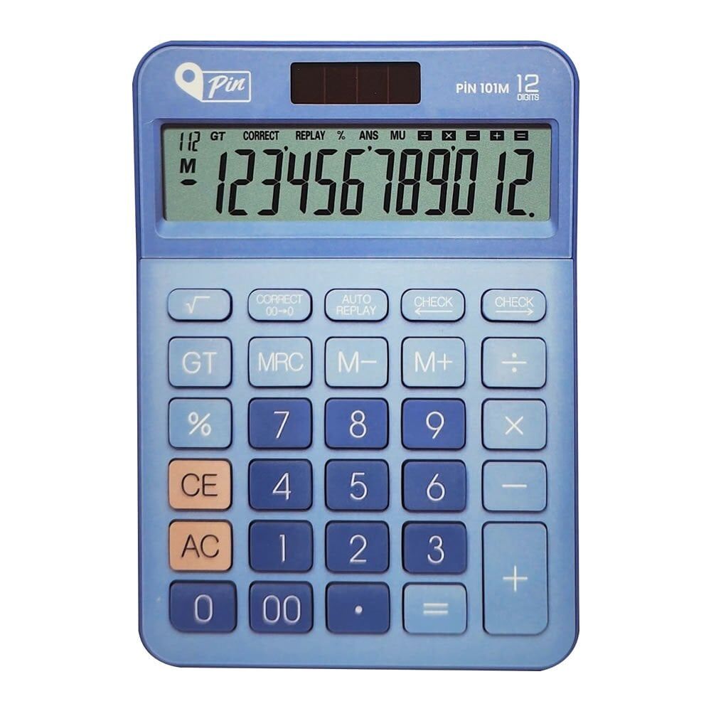 Pin 101M 12 Hane Mavi Masaüstü Hesap Makinesi