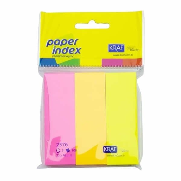 Kraf 25X76 Mm 3 Renk 100 Sayfa Index Not Kağıdı