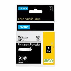 Dymo 18484 RhinoPro 19mmx5.5mt Beyaz Üzerine Siyah Sabit Polyester Şerit