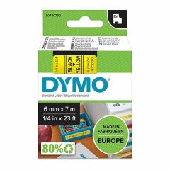 DYMO 43618 D1 6mmx7mt Sarı Üzerine Siyah Yedek Şerit