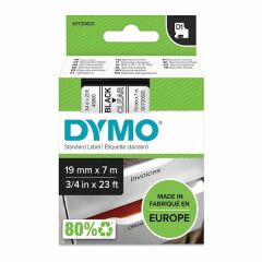 DYMO 45800 D1 19mmx7mt Şeffaf Üzerine Siyah Yedek Şerit