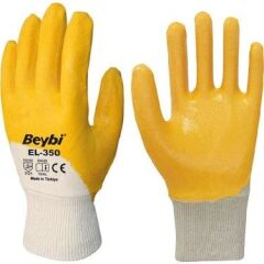 Beybi El-350 10 Numara Tek Çift Nitril Kaplamalı Eldiven