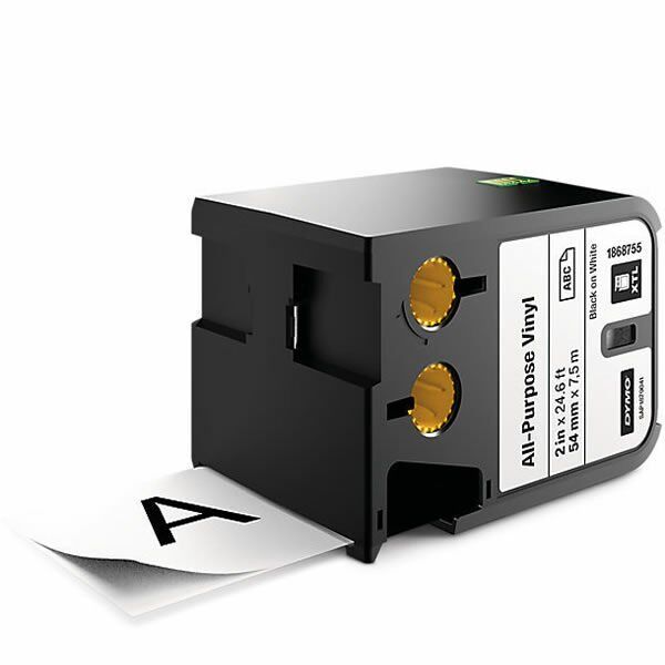 Dymo 1868755 Rhino XTL Çok Amaçlı Vinil 54mmx7mt Beyaz Üzerine Siyah Şerit