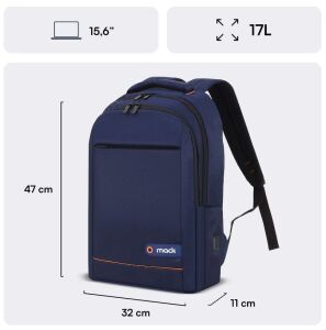 Mack MCC-006BL 15.6 inç Office USB Girişli Lacivert Notebook Sırt Çantası