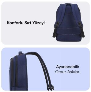 Mack MCC-006BL 15.6 inç Office USB Girişli Lacivert Notebook Sırt Çantası