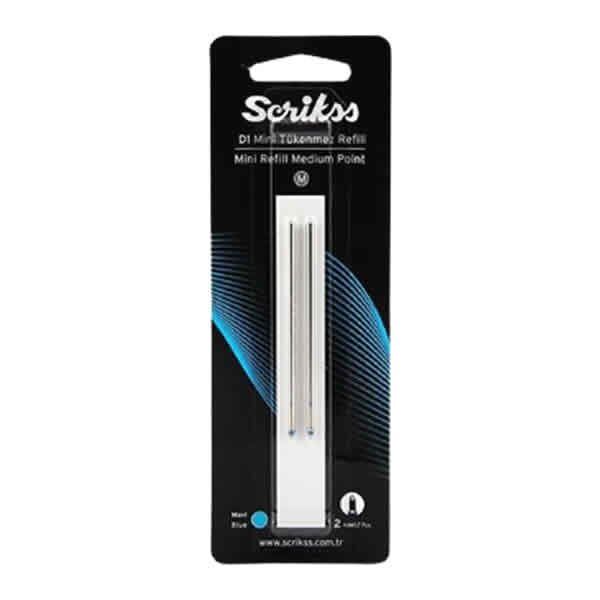 Scrikss D1 Mavi Medium Kısa Tükenmez Kalem Refili