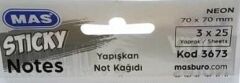 Mas 3673 75 Yaprak 3 Karma Renk Şekilli Yapışkanlı Not Kağıdı