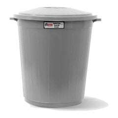 Afacan 50 Lt Gri Kapaklı Yuvarlak Çöp Kovası