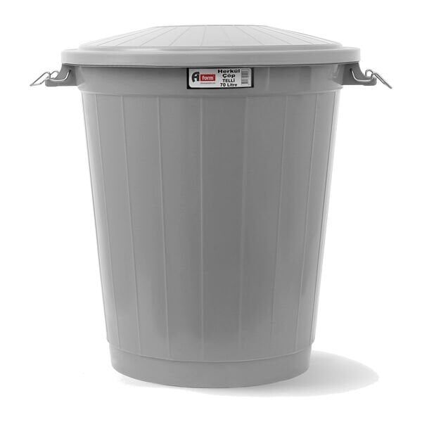 Afacan 70 Lt Gri Yuvarlak Kapaklı Telli Çöp Kovası