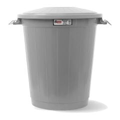 Afacan 70 Lt Gri Yuvarlak Kapaklı Telli Çöp Kovası