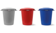 Afacan 70 Lt Kırmızı Yuvarlak Kapaklı Telli Çöp Kovası