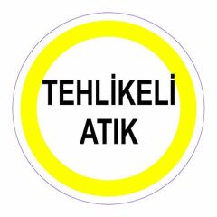 Ofisostim 12x12cm Tehlikeli Atık Sarı Yuvarlak Yapışkanlı Sticker