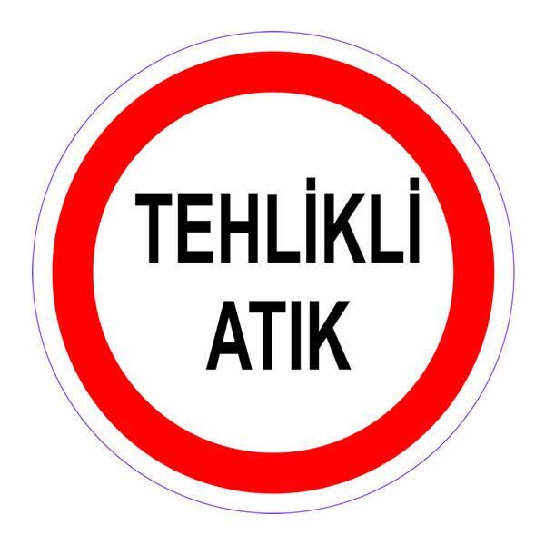 Ofisostim 12x12cm Tehlikeli Atık Kırmızı Yuvarlak Sticker