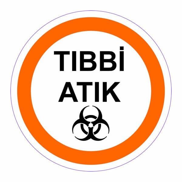 Ofisostim 12x12cm Tıbbi Atık Turuncu Yuvarlak Yapışkanlı Sticker