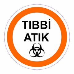 Ofisostim 12x12cm Tıbbi Atık Turuncu Yuvarlak Yapışkanlı Sticker
