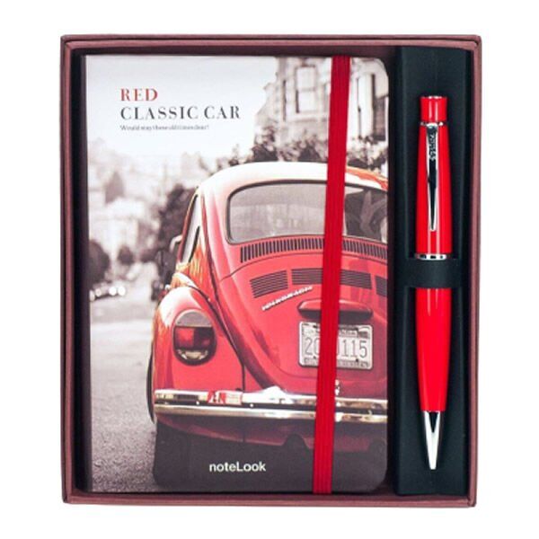 Scrikss Red Classıc Car A6 Çizgili Defter & Scrıkss 62 Kırmızı Tükenmez Kalem Seti