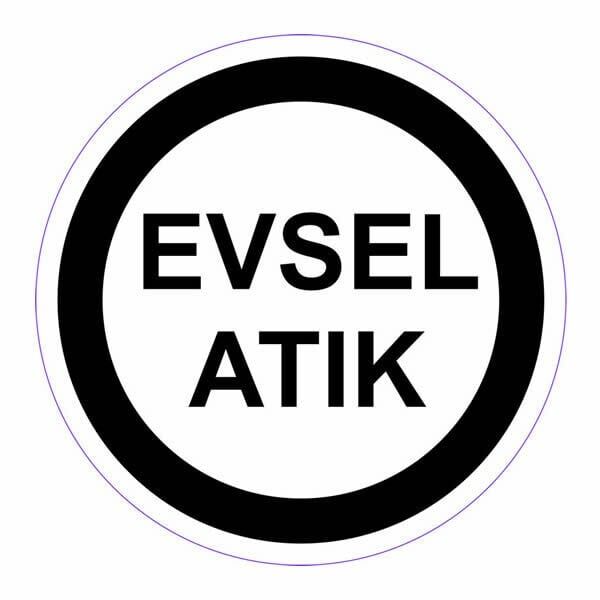 Ofisostim 12x12cm Evsel Atık Siyah Yuvarlak Yapışkanlı Sticker