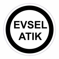 Ofisostim 12x12cm Evsel Atık Siyah Yuvarlak Yapışkanlı Sticker