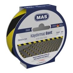 Mas 2654 25mmx5mt Sarı-Siyah Kaydırmaz Bant