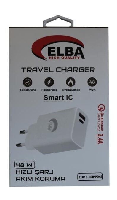 Elba ELB13 Elb-48w 3.4A USB Pd48 Akıllı Koruma Isıya Dayanıklı Hızlı Aleti