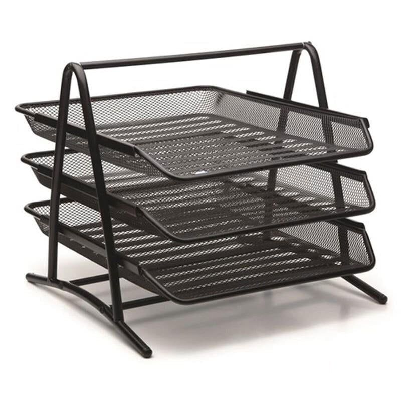 Bıon 9304 3'lü Siyah Perforeli Evrak Rafı