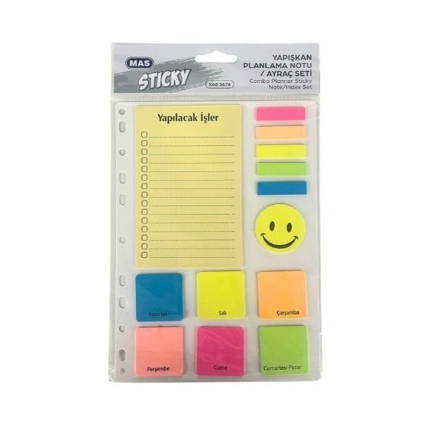 Mas 3676 Kombo Haftalık Plan Yapışkanlı Not Kağıdı