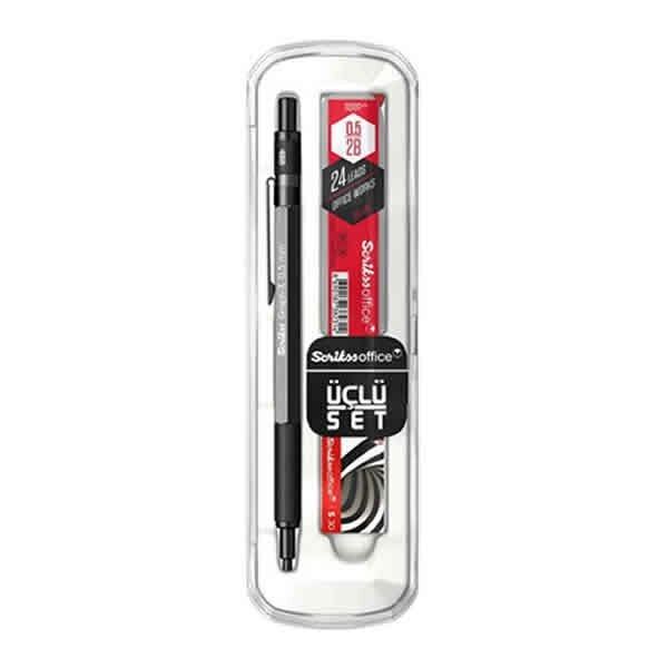 Scrikss Graph-X Metal 0,5 mm 3 lü Antrasit Versatil Kalem Set