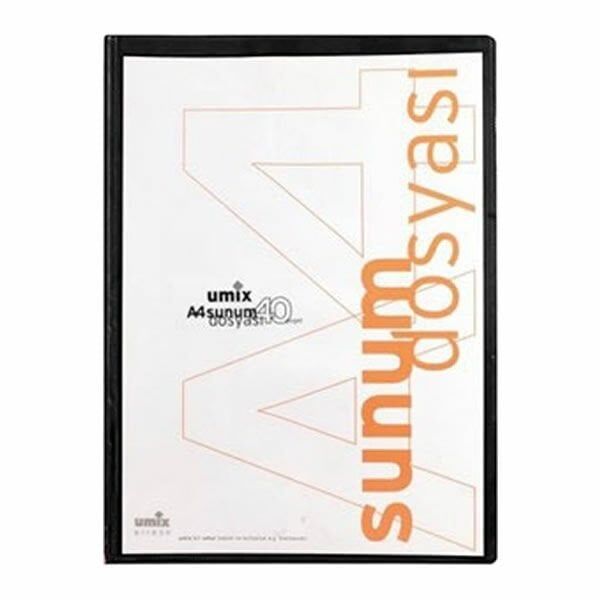 Umix U1104P Önden Cepli A4 40 Yaprak Siyah Sunum Dosyası