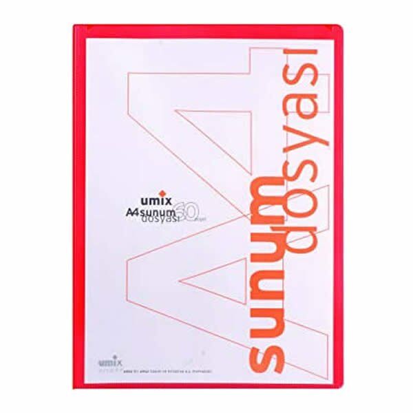 Umix U1105P Önden Cepli A4 60 Yaprak Kırmızı Sunum Dosyası