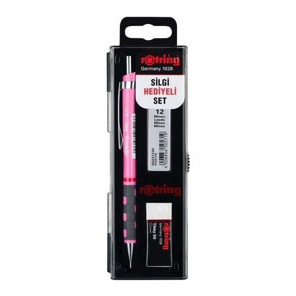 Rotring Tikky 0,7 mm Neon Pembe Mekanik Kurşun Kalem Seti