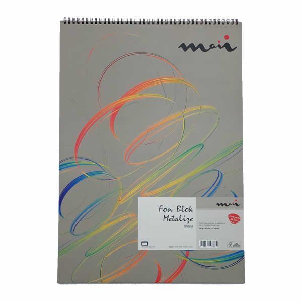 Moii 2234 35x50 cm 160 gr 10 Yaprak Metalik Renkli Spiralli Fon Blok