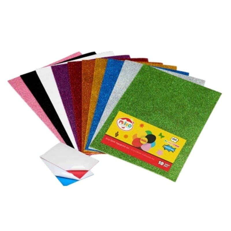 Mileo 50x70 Karışık Renk Simli Yapışkanlı Eva 10lu Paket