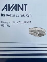 Avant 2 Gözlü Siyah -Gümüş Dikey Metal Evrak Rafı