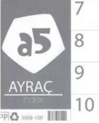 A5 3008-10R 1-10 Renkli A4 Ayraç