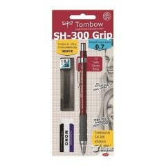 Tombow SH-300 Grip 0,7 mm Bordo Uç Silgi Kalem 3PC Seti
