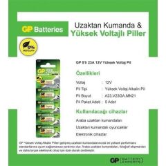 Gp 23A-C5 12V 5 li Alkalin İnce Çakmak Pili