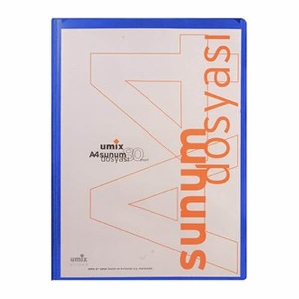 Umix U1106P Önden Cepli A4 80 Yaprak Mavi Sunum Dosyası