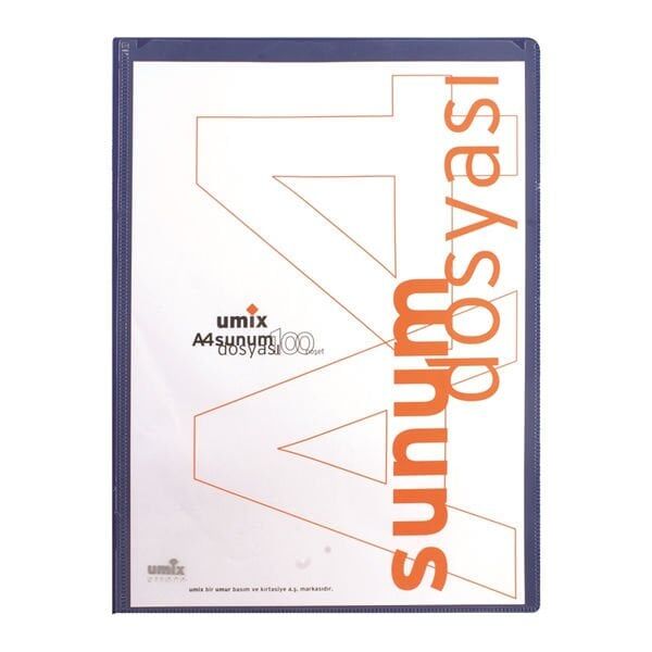 Umix U1107P Önden Cepli A4 100 Yaprak Lacivert Sunum Dosyası