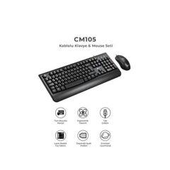 Lenovo Lecoo CM105 Siyah USB Kablolu Türkçe Q Klavye & Mouse Set