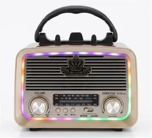 Everton RT-301.m Bluetooth-USB-SD-FM Şarjlı,Solarlı,Ledli, Nostaljik Radyo El Fenerli Radyo