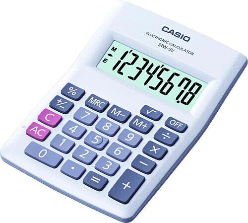 Casio MW-5V-WE 8 Haneli Beyaz Masüstü Hesap Makinesi