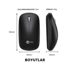 Lecoo WS214 Siyah 1200 DPI 3 Tuşlu Sessiz Kablosuz Mouse