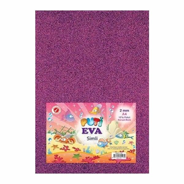 Puti 1185 50x70 cm 10 lu Karışık Renk Simli Yapışkanlı Eva